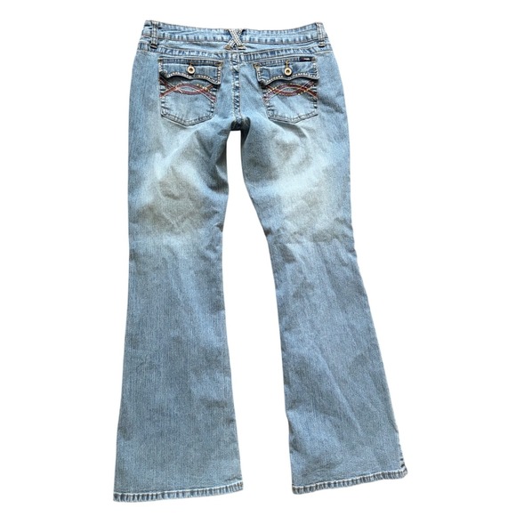 Angels Jeans Denim - Angels Jeans Blue Flare Low Rise Embroidered Rhinestone Y2K 2000s